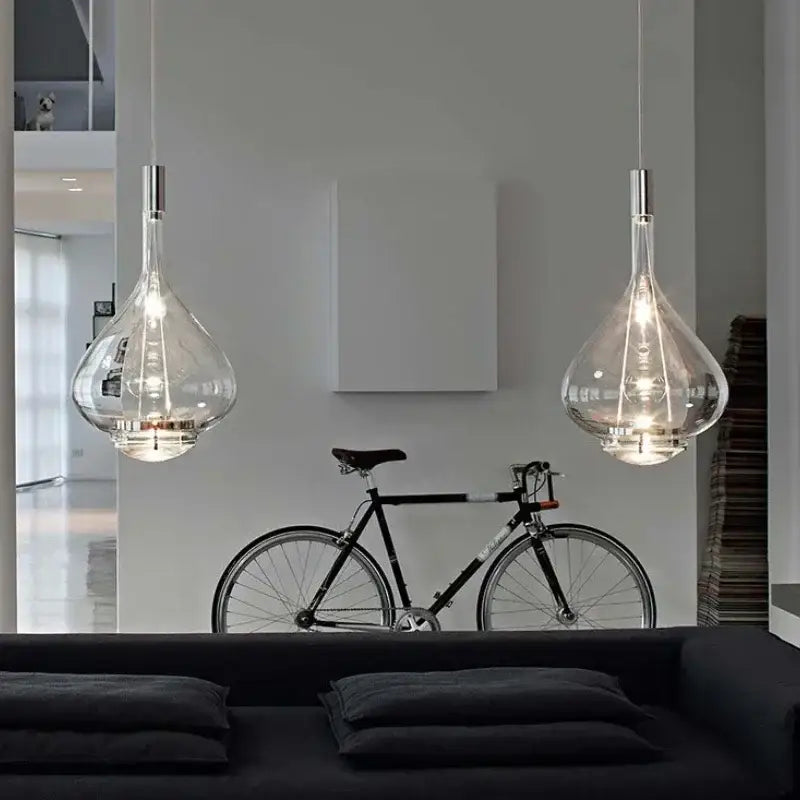 Modern amber & clear led glass pendant lamp kitchen lighting