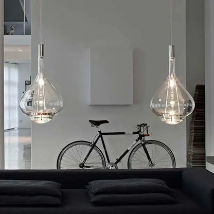Modern amber & clear led glass pendant lamp kitchen lighting