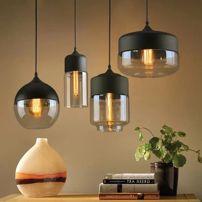 Modern black & clear led glass pendant lamp kitchen light