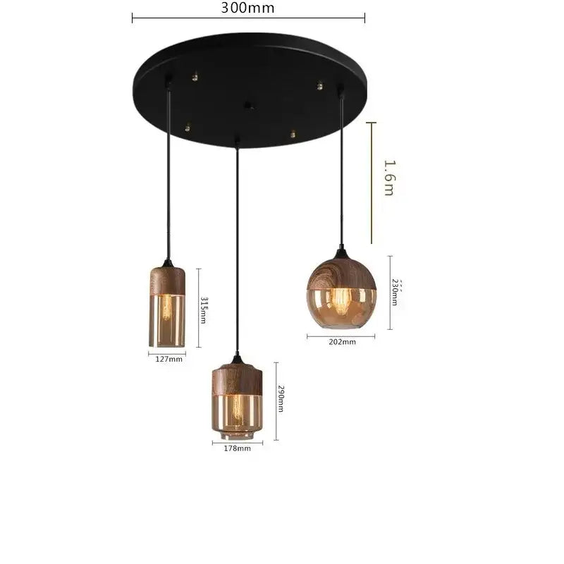 Modern black & clear led glass pendant lamp kitchen light