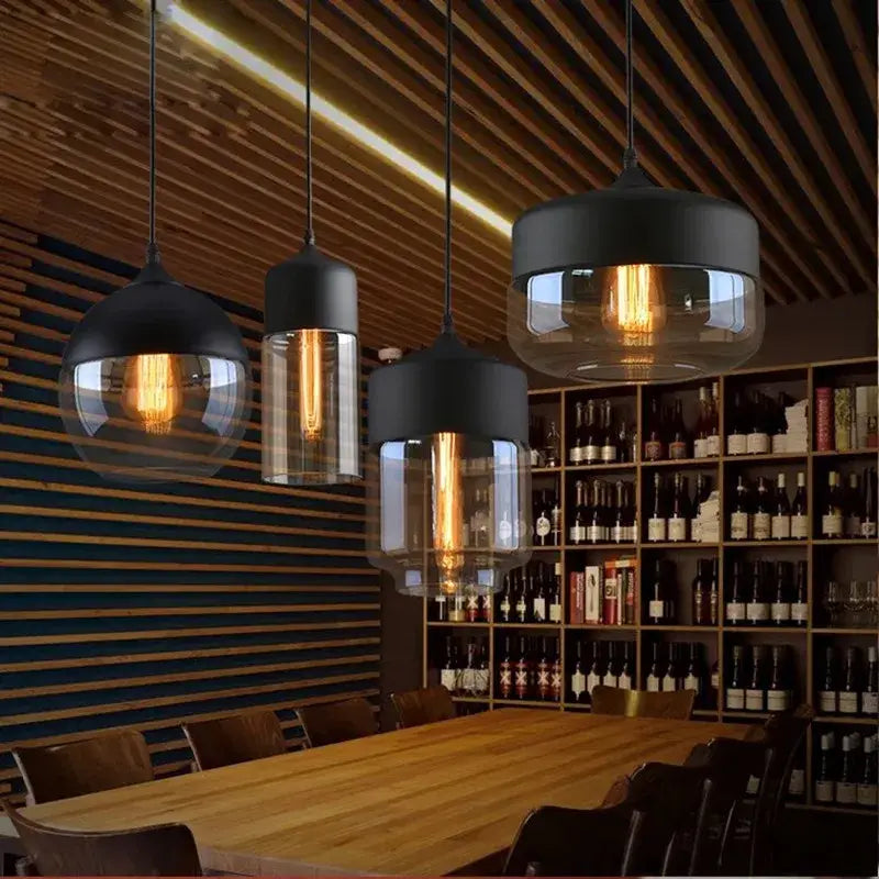 Modern black & clear led glass pendant lamp kitchen light