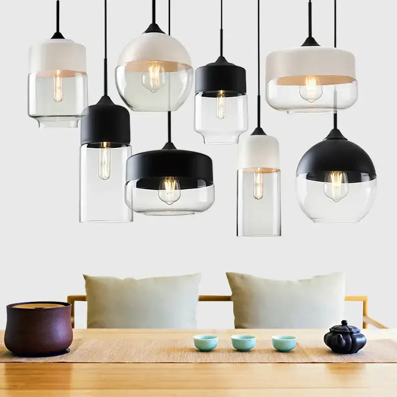Modern black & clear led glass pendant lamp kitchen light