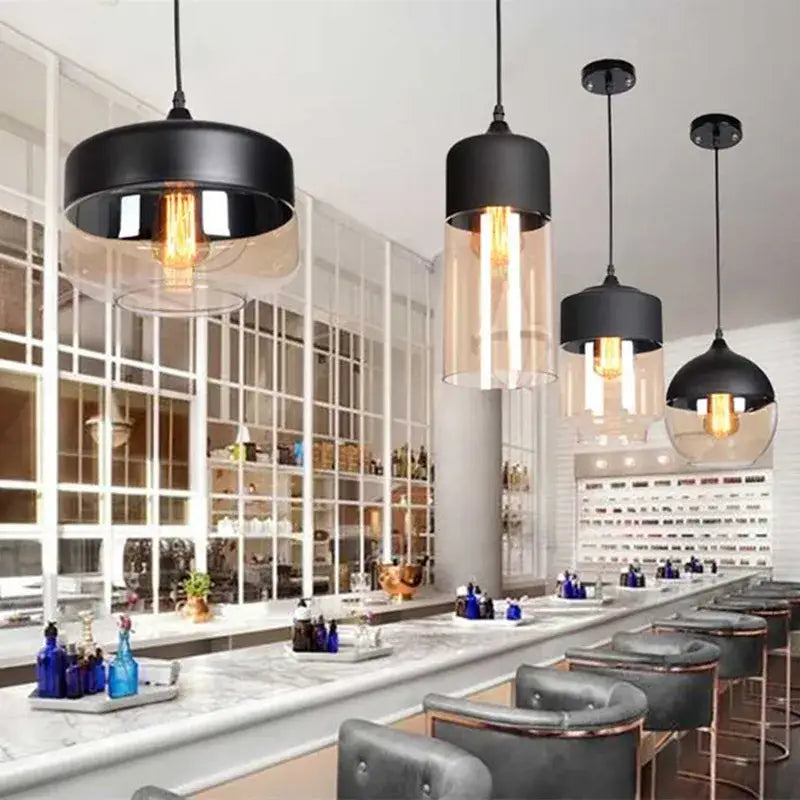 Modern black & clear led glass pendant lamp kitchen light