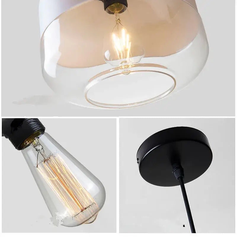 Modern black & clear led glass pendant lamp kitchen light