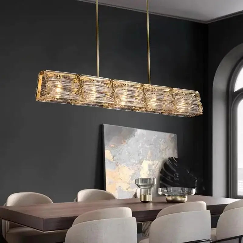 Modern gold led glass pendant light kitchen island chandelier