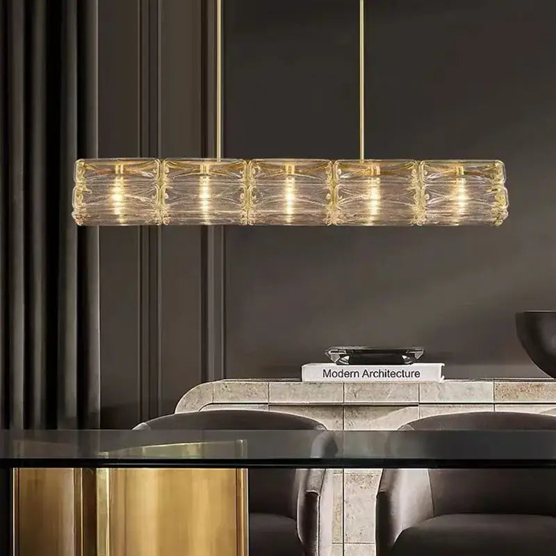 Modern gold led glass pendant light kitchen island chandelier