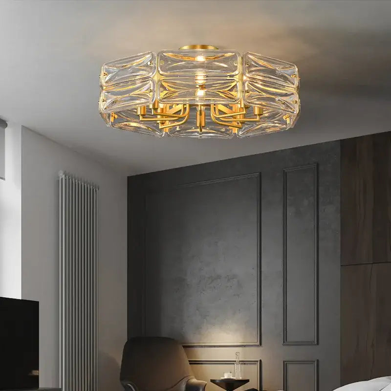 Modern gold led glass pendant light kitchen island chandelier