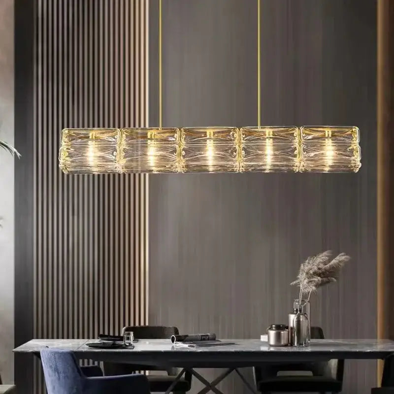 Modern gold led glass pendant light kitchen island chandelier