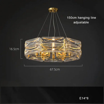 Modern gold led glass pendant light kitchen island chandelier