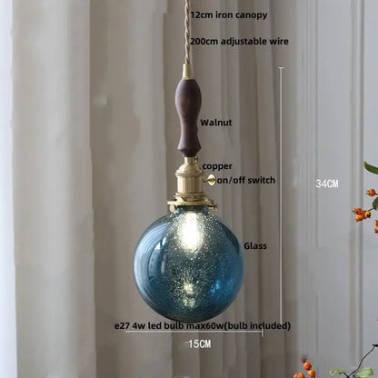 Industrial brass ribbed glass globe pendant light fixture kitchen