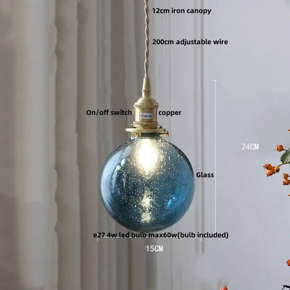 Industrial brass ribbed glass globe pendant light fixture kitchen