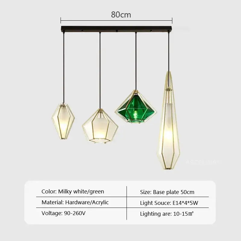 Modern gold geometric pendant light dining room led glass