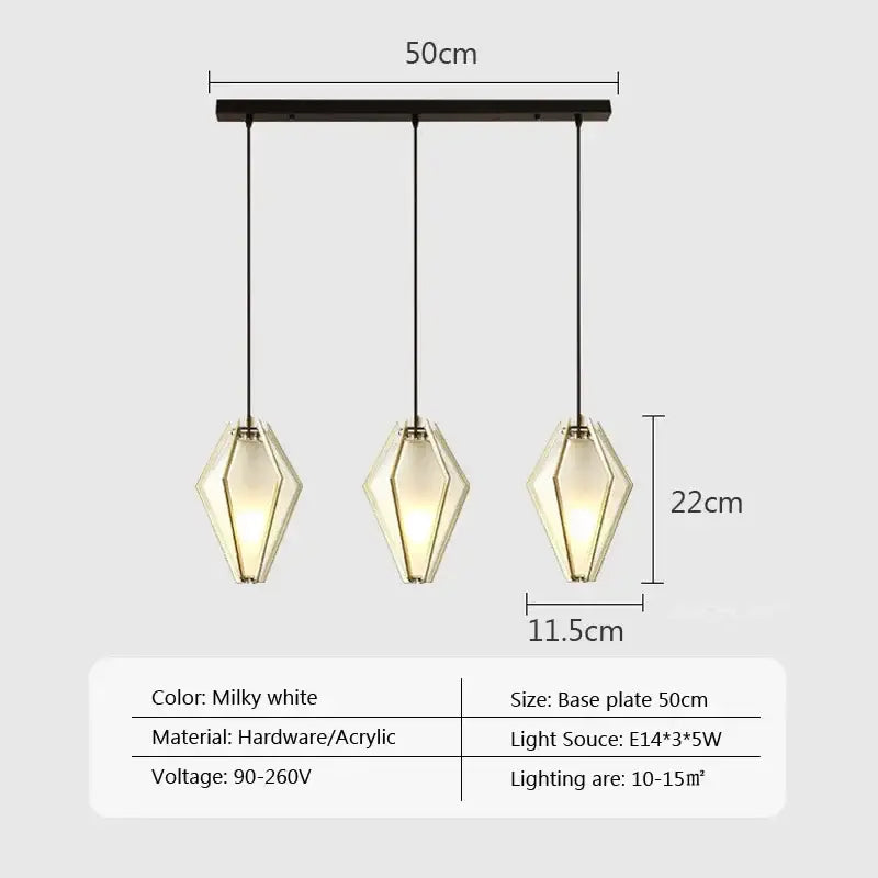 Modern gold geometric pendant light dining room led glass