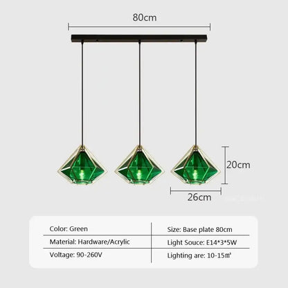 Modern gold geometric pendant light dining room led glass