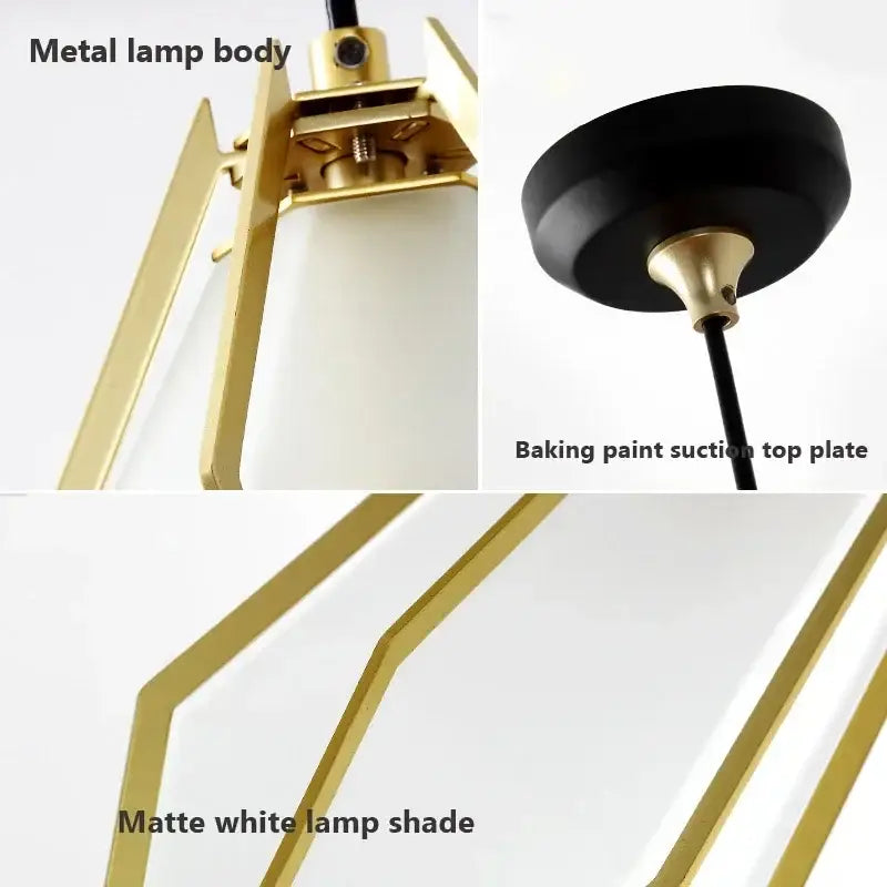 Modern gold geometric pendant light dining room led glass