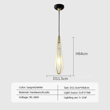 Modern gold geometric pendant light dining room led glass