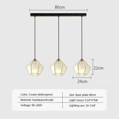 Modern gold geometric pendant light dining room led glass