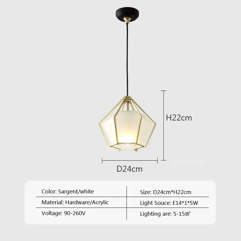Modern gold geometric pendant light dining room led glass