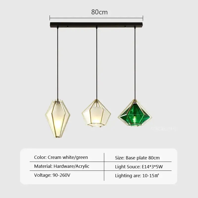 Modern gold geometric pendant light dining room led glass