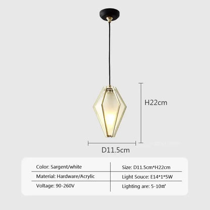 Modern gold geometric pendant light dining room led glass