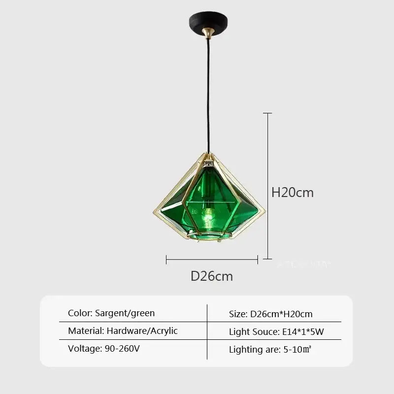 Modern gold geometric pendant light dining room led glass