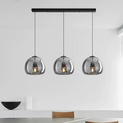 Modern black triple led glass pendant light dining room