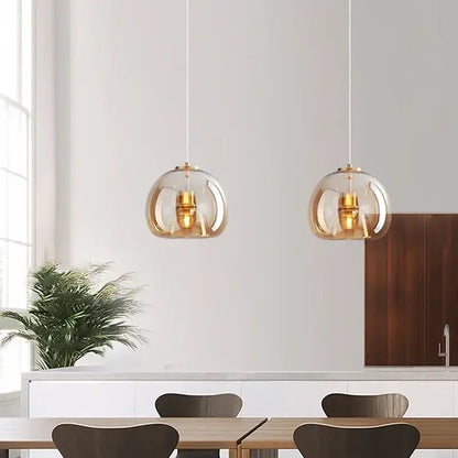 Modern black triple led glass pendant light dining room