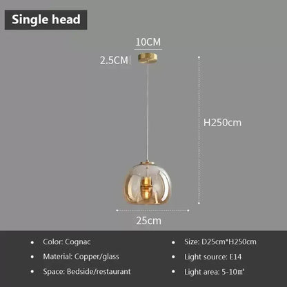 Modern black triple led glass pendant light dining room