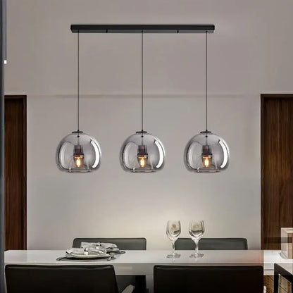 Modern black triple led glass pendant light dining room