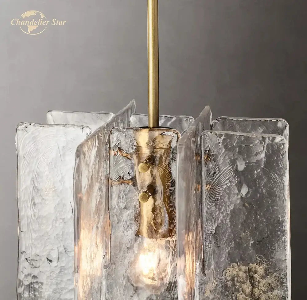Modern brass led glass pendant light for dining room