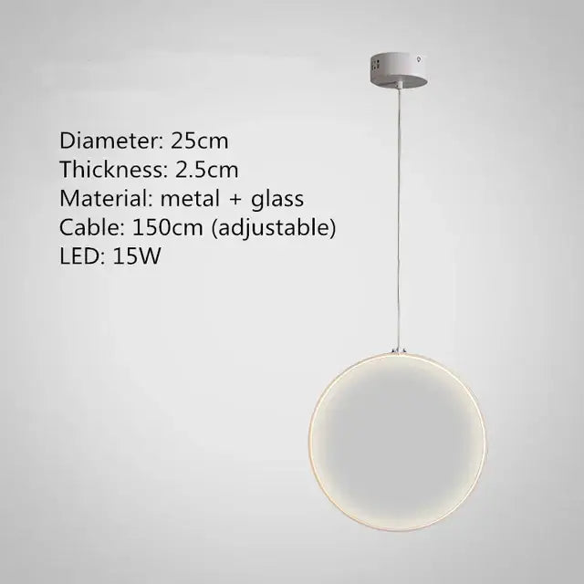 Modern metallic led glass pendant light for living room