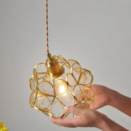 Modern floral pink & teal glass pendant lights kitchen decor