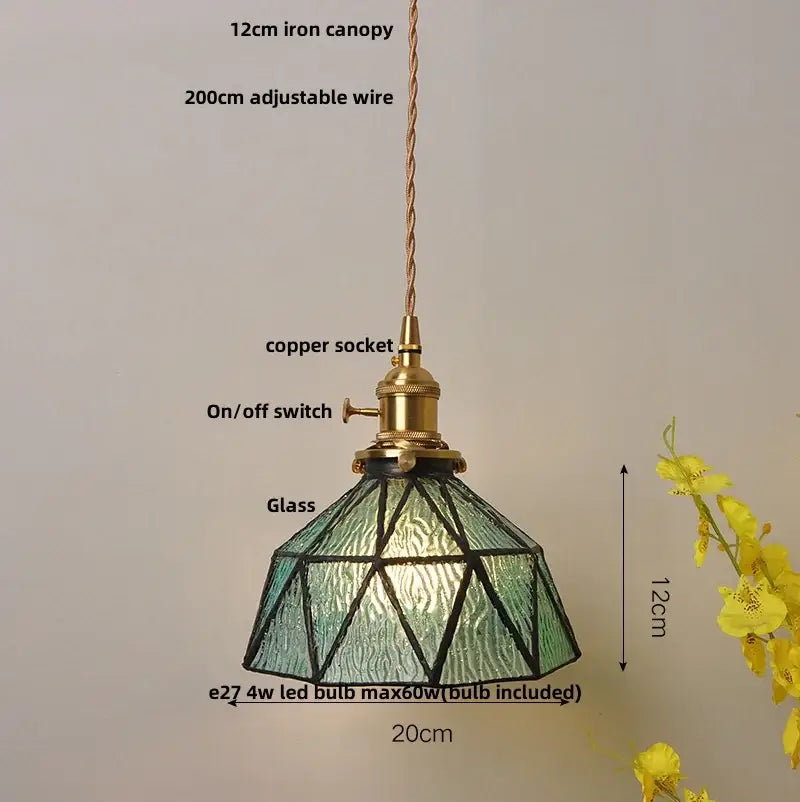 Modern floral pink & teal glass pendant lights kitchen decor