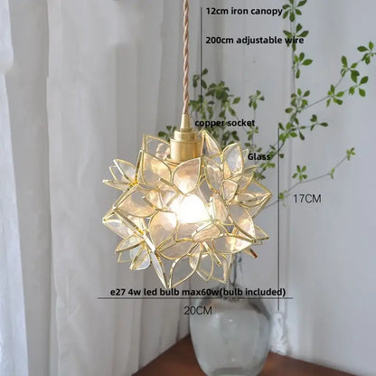 Modern floral pink & teal glass pendant lights kitchen decor