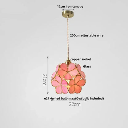 Modern floral pink & teal glass pendant lights kitchen decor