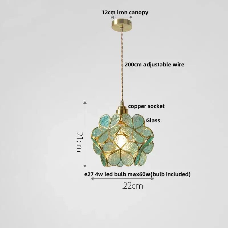 Modern floral pink & teal glass pendant lights kitchen decor