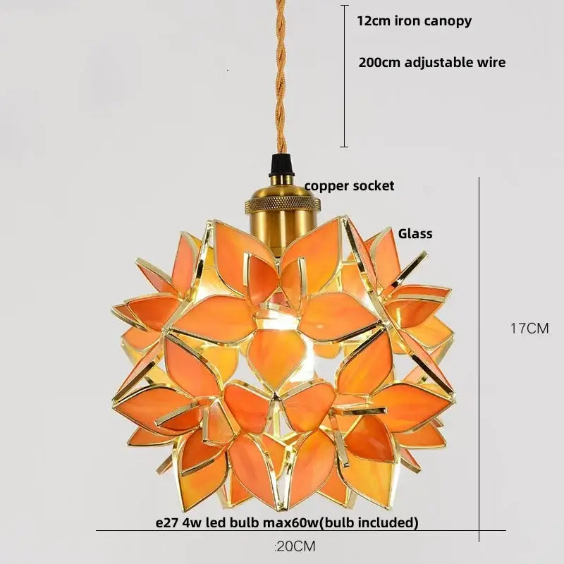 Modern floral pink & teal glass pendant lights kitchen decor