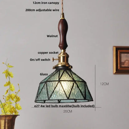 Modern floral pink & teal glass pendant lights kitchen decor
