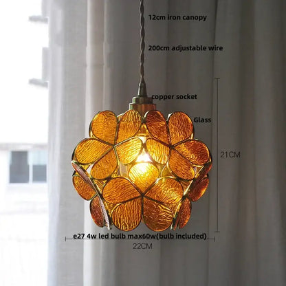 Modern floral pink & teal glass pendant lights kitchen decor