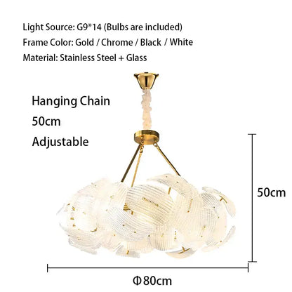 Modern gold glass petal chandeliers dining room hanging lamps