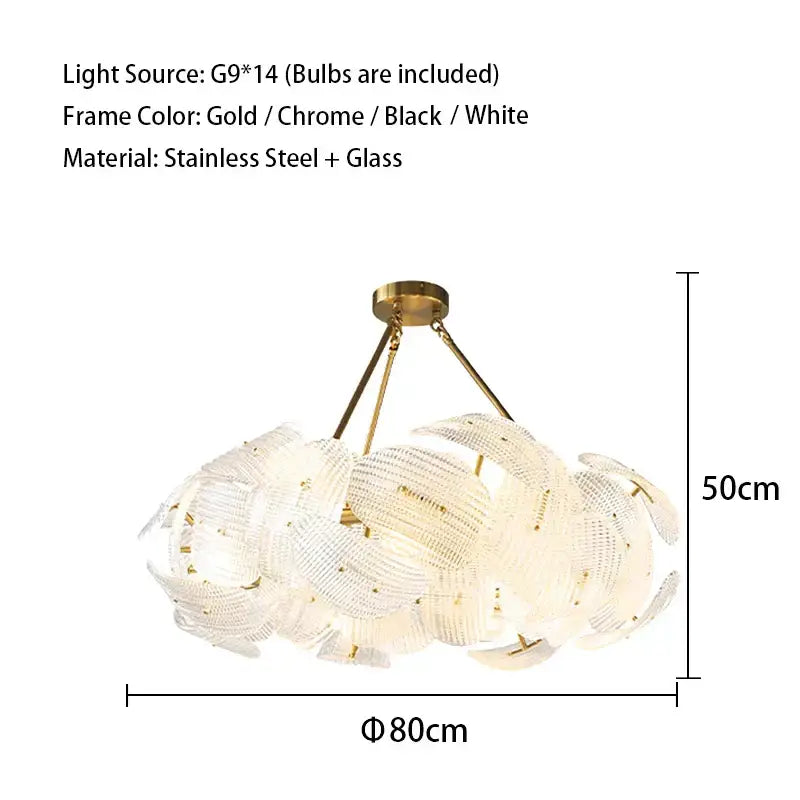 Modern gold glass petal chandeliers dining room hanging lamps