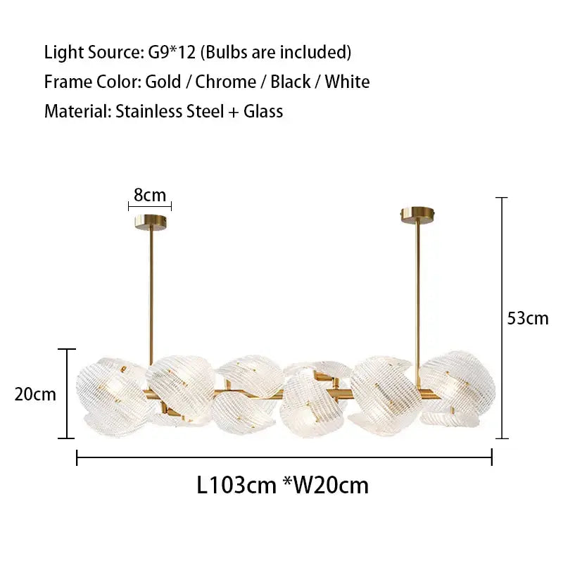 Modern gold glass petal chandeliers dining room hanging lamps