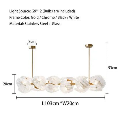 Modern gold glass petal chandeliers dining room hanging lamps