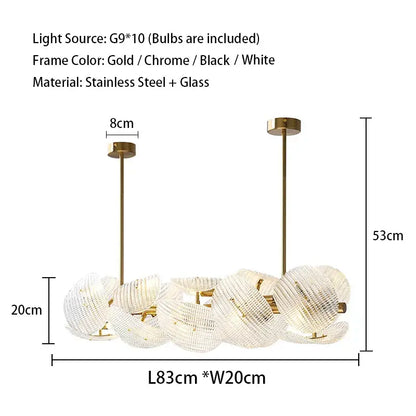 Modern gold glass petal chandeliers dining room hanging lamps