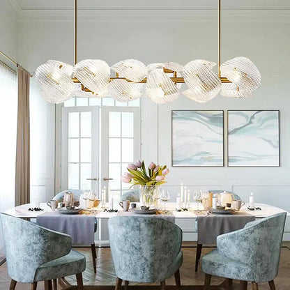 Modern gold glass petal chandeliers dining room hanging lamps