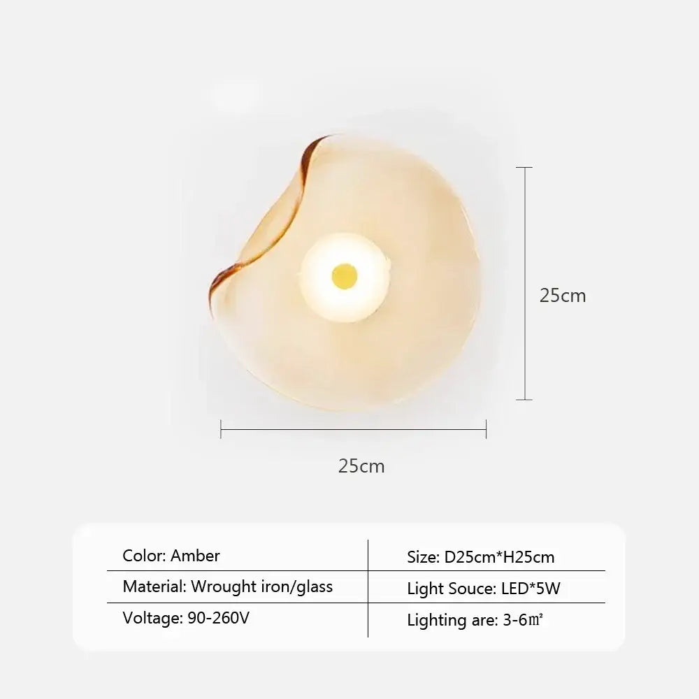 Organic amber glass wall lamp bedroom warm glow light