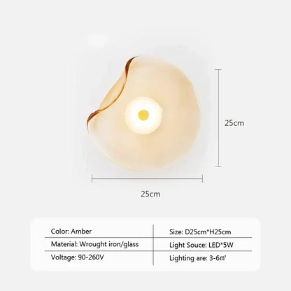 Organic amber glass wall lamp bedroom warm glow light