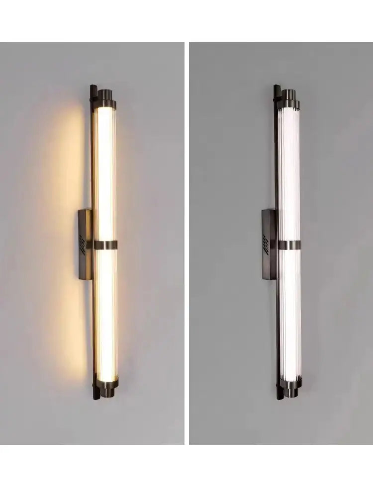 Minimalist gold led glass wall lamp for living room