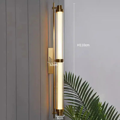 Minimalist gold led glass wall lamp for living room