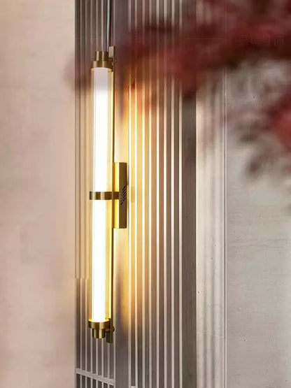 Minimalist gold led glass wall lamp for living room